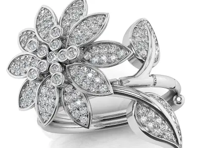 Fancy flower ring  Free 3D print model