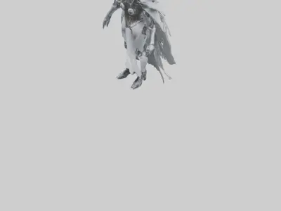 Cybernetic Queen statue model Low-poly 3D model