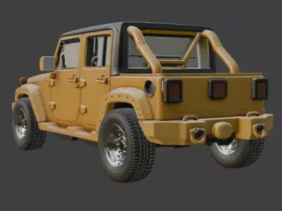 Jeep and Tyres are seperated 3D model