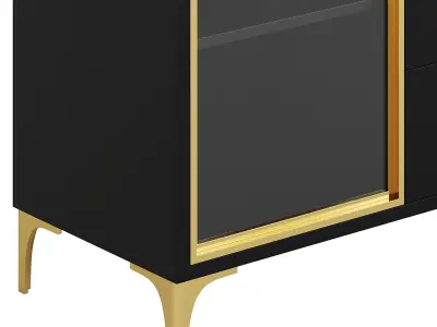 Modern Glass Door Wood Sideboard 3 3D model