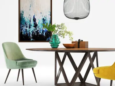 Walter Knoll Tobu Table and 375 Chair 3D model