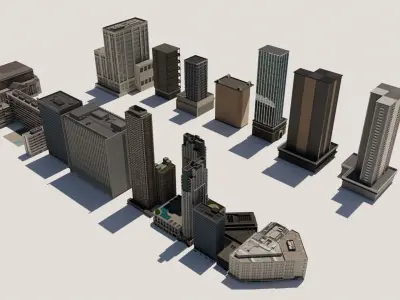 City Buildings Lowpoly Game Ready Free low-poly 3D model