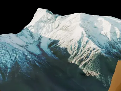 Snowy mountain peak terrain Free 3D model