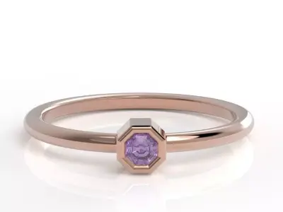 Octagon bezel ring 3D print model