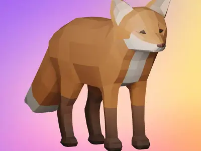 Low poly fox Low-poly 3D model buy