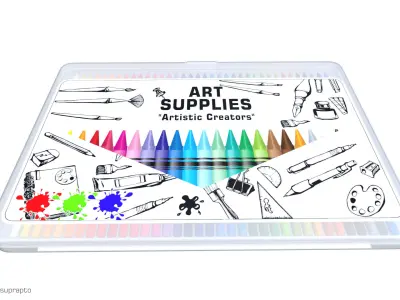 Cars and action games Art Supplies Set 3D model