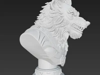 Werewolf Bust 3D Printable Mythical Monster Sculpture Free 3D print model