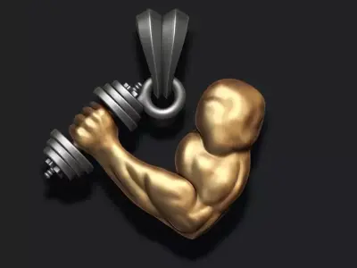 muscle arm with barbell pendant 3D print model
