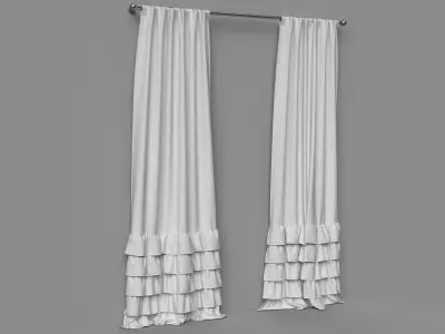 Evelyn Ruffle Bottom Curtain Panel 3D model
