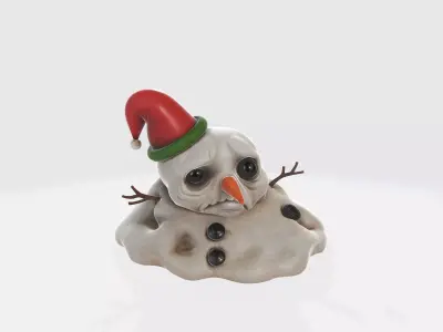 Sad Melting Snowman Christmas Cute Winter Decoration 3D print model