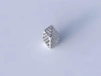 Vase rectangle with diagonal grid lattice 3 3D print model