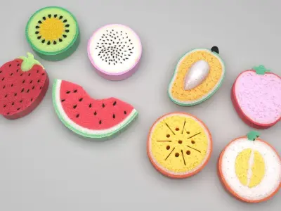 Fruit Bath Sponges Set 3D model