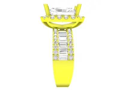 7090 luxury radiant diamond engagement ring for women 3D print model