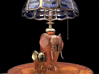 Chnese display stand with elephant lamp 3D model