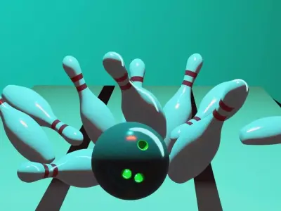 Bowling pin and ball 3D model purchase