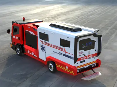 Emergency Response Firefighting and Medical Rescue Trucks 3D model