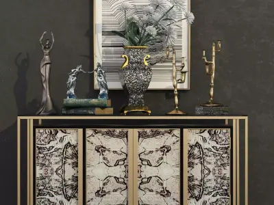 Set-181 sideboard with vases 3D model