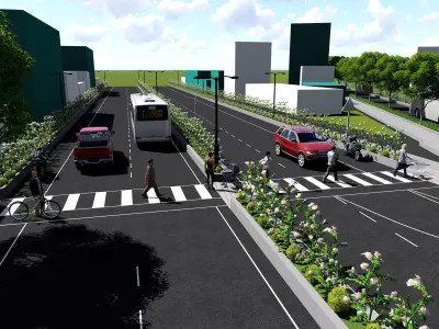 Road map Low-poly 3D model