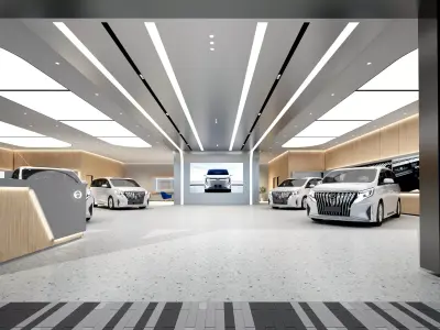 Automobile 4S Shop Low-poly 3D model