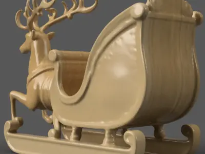 Santa Sleigh Christmas Decorations planter - vase - garden 5 3D print model