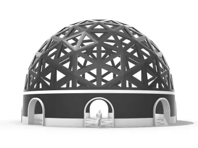 Geodesic Dome Pavilion with Openings Stand Alone Structure V1 3D model