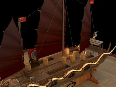 Chinese dragon boat  3D model