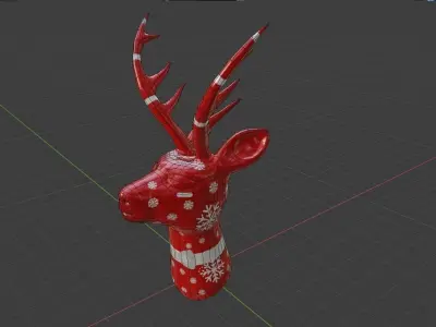 Deer decoration head Low-poly 3D model