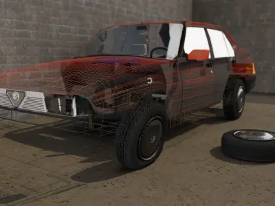 Abandoned car degraded 3D model