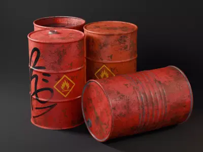 Low-Poly Red Barrels v2 Low-poly 3D model