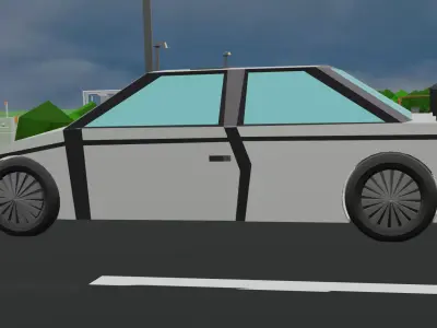 low poly stylized classic sportscar Low-poly 3D model