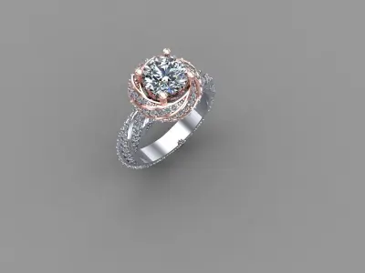 Solitaire diamond ring 3D print model