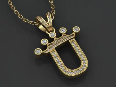 U letter pendant 3D print model