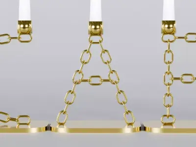 Alphabet Cafe Gold Chain Candleholder 3D Model True 4K PBR Rendr Low-poly 3D model