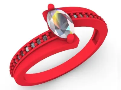 ring with oval stone 6mm Free 3D print model