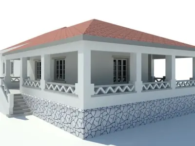 SF-04 house with porch and stairs 3D model
