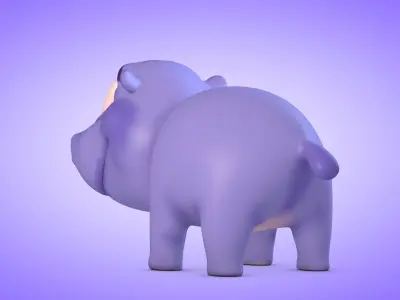 Rhino hippo Low-poly 3D model