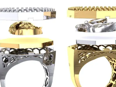 top Octagonal ring with queens 3D print model