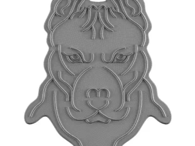Pitbull Face Neon Sign 3D model