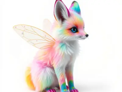 Fairy Fox Model Pack with Vibrant Fur and Wings Low-poly 3D model