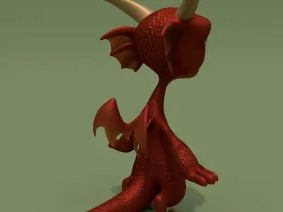 Cartoon Dragon Baby Red 3D model