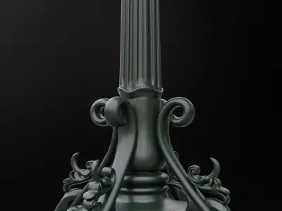 Old lamp post number2 with ST64 6W bulb 3D model