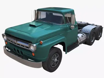 50s American truck Low-poly 3D model