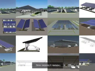 Solar carport set 01 3D Model Pack