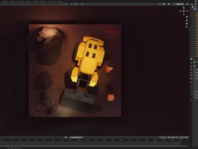 Isometric Vehicles Excavator  Low-poly 3D model