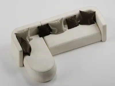 Sectional Sofa - Modern L-Shaped Comfortable Couch 3D model
