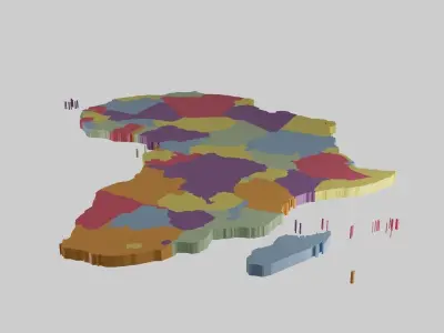 Africa Map 3D Low-poly 3D model