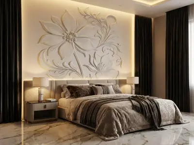 modern panel wall decor set relief stl mural CNC 281 3D model