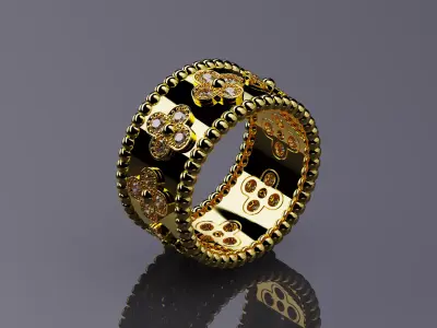 Perlee Clovers Rings Style All Sizes Collection Separate 3D print model