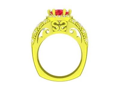 Luxury Halo Round Cut Gemstone Ring for Women 5480 3D print model