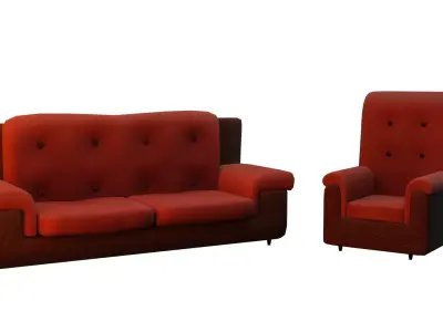 Stylized Sofa and Armchair 3D model